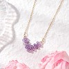 Natural Amethyst Faceted Round Beaded Arrow Pendant Brass Cable Chain Necklaces NJEW-TA00207-03-1