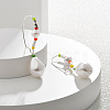 Brass & Glass & Plastic Imitation Pearl Teardrop Hoop Earrings EJEW-Q391-11S-1