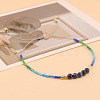 Glass Seed Bead & Natural Lapis Lazuli Beaded Braided Bead Bracelets for Women XK8215-2