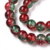 Two-Tone Crackle Baking Paint Transparent Glass Beads Strands CCG-T004-8mm-06-2