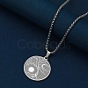 Stainless Steel Viking Moon Sun Tree of Life Flat Round Pendant Box Chain Necklaces PW-WG93B99-01-2