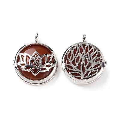 Natural Carnelian Locket Pendants G-G982-01P-18-1
