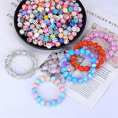 Printed Round with Animal Pattern Silicone Focal Beads SI-JX0056A-150-1