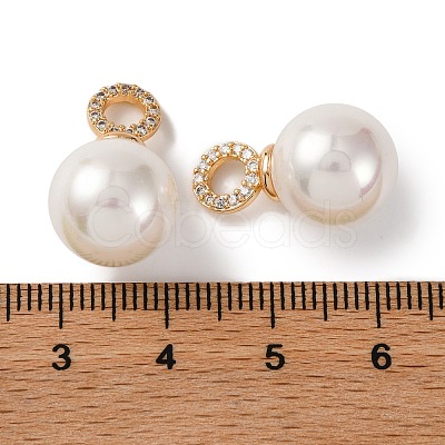 Rack Plating Brass Micro Pave Clear Cubic Zirconia Pendants KK-B103-01A-G-1