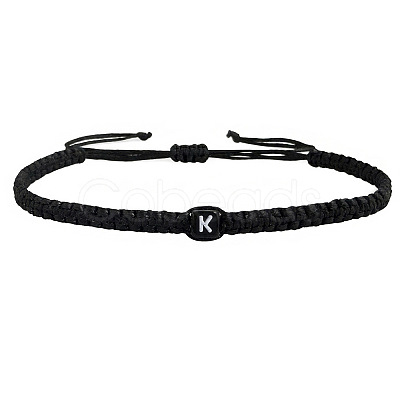 Adjustable Handmade Woven Waxed Cord Braided Bracelets with Acrylic Letter Beads LS-OI4298-11-1