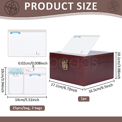 1Pc Bamboo Recipe Storage Boxes with Clasps CON-NB0002-42-1