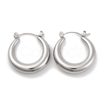 Non-Tarnish Moon Stainless Steel Hoop Earrings EJEW-H013-10P-1