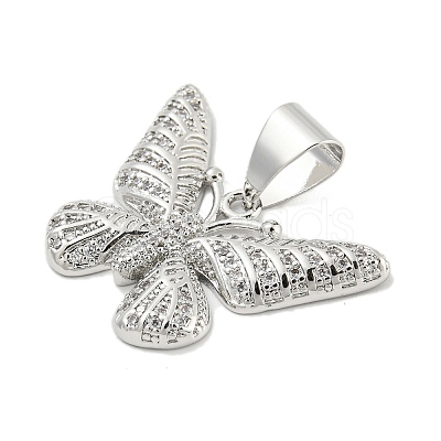 Brass Micro Pave Clear Cubic Zirconia Pendants ZIRC-P115-03P-1