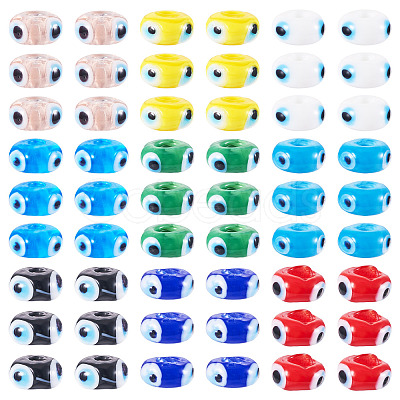 54Pcs 9 Colors Handmade Evil Eye Lampwork Beads LAMP-TA0001-57-1
