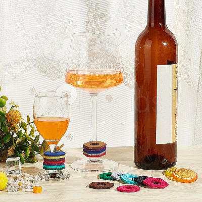 24Pcs 2 Style 12 Colors Felt Wine Glass Charms AJEW-BC0003-68-1