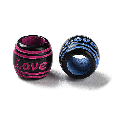 Spray Printed Opaque Acrylic European Beads SACR-P031-33B-1