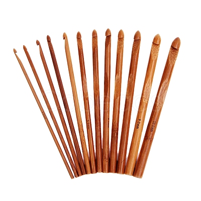 12Pcs Carbonized Bamboo Knitting Needles PW-WG37861-01-1