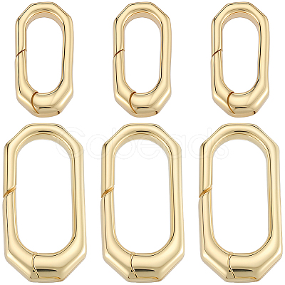 6Pcs 2 Styles Brass Spring Gate Rings KK-SC0006-33-1