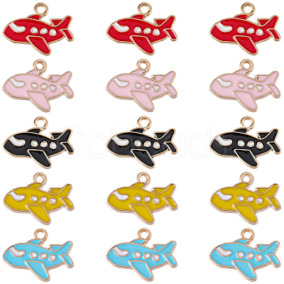 40Pcs 5 Colors Alloy Enamel Pendants ENAM-SC0008-19-1