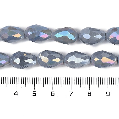Opaque Solid Color Electroplate Glass Beads Strands EGLA-N013-P8mm-B05-1