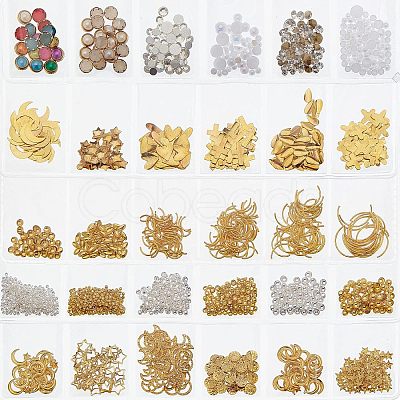 5 sets Alloy & Brass & Plastic & Glass Cabochons Set MRMJ-OC0003-02-1
