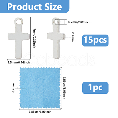 15Pcs 925 Sterling Silver Cross Chain Extender Drops STER-DC0001-56-1