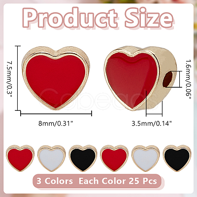 75Pcs 3 Colors Light Gold Plated Alloy Enamel Beads ENAM-AR0001-92-1