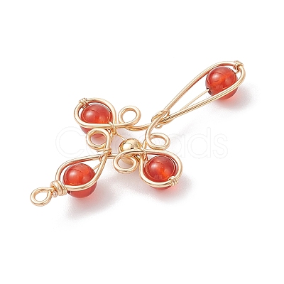 4Pcs 4 Styles Natural Carnelian(Dyed & Heated) Pendants PALLOY-TA00326-02-1