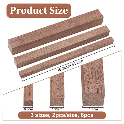 6Pcs 3 Styles Wooden Sticks WOOD-OC0003-85-1