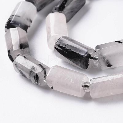 Natural Black Rutilated Quartz Beads Strands G-S345-8x11-010-1