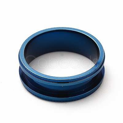 201 Stainless Steel Grooved Finger Ring Settings STAS-P323-10BL-1