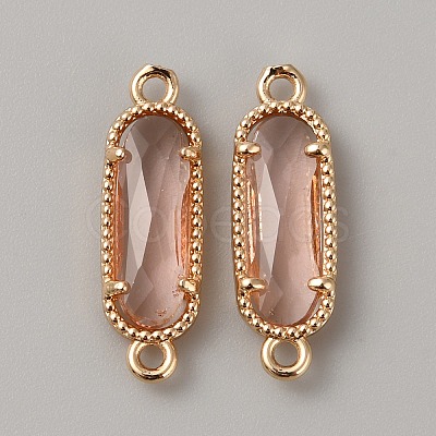 Golden Plated Brass Pave Glass Connector Charms FIND-WH0110-728G-05-1