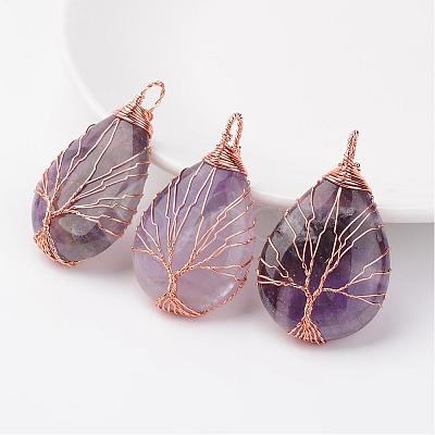 Natural Amethyst Pendants G-K122-09RG-1