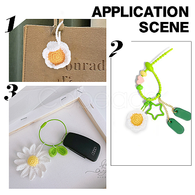 Sunflower Wool Braided Pendant Decorations AJEW-WH0258-857A-1