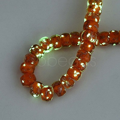 Luminous Handmade Gold Foil Glass Beads Strands FOIL-N029-02A-08-1