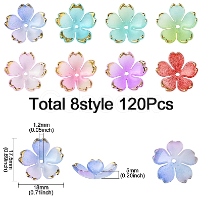 120Pcs 8 Colors Acrylic Bead Caps OACR-FS0001-83-1
