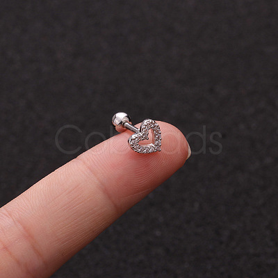 316L Surgical Stainless Steel Micro Pave Clear Cubic Zirconia Heart Cartilage Earrings WG9CD6D-19-1
