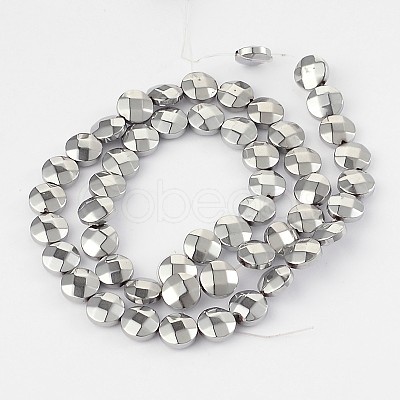 Electroplated Non-magnetic Synthetic Hematite Flat Round Bead Strands G-L368-06D-1