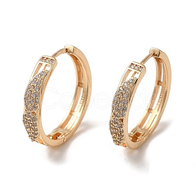 Brass Micro Pave Cubic Zirconia Hoop Earrings EJEW-M238-66KCG-1