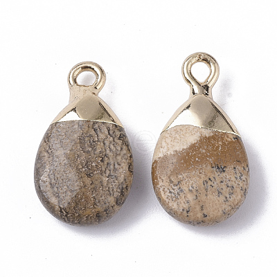 Natural Picture Jasper Pendants G-S359-017D-1