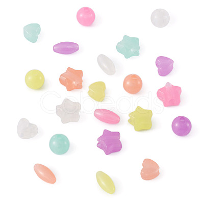 200Pcs 4 Style Luminous Acrylic Beads TACR-FS0001-02-1