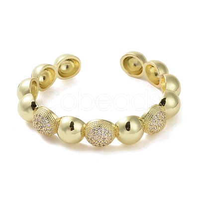 Brass Micro Pave Cubic Zirconia Cuff Bangle BJEW-K239-01G-1