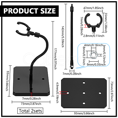 Assembled Rectangle PS Plastic Action Figure Display Stands with Adjustable Iron Support Arm ODIS-WH0100-12A-1