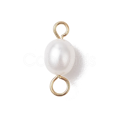 Natural Cultured Freshwater Pearl Rice Connector Charms PALLOY-JF04186-02-1