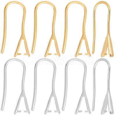32Pcs 2 Colors Brass Earring Hooks KK-BBC0022-95-1