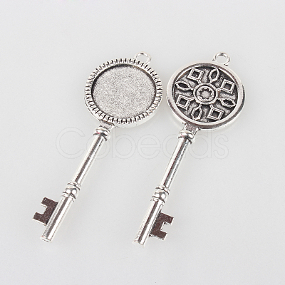 Tibetan Style Alloy Pendant Cabochon Settings X-TIBEP-N003-72AS-1