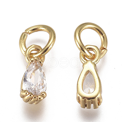 Brass Micro Pave Cubic Zirconia Charms ZIRC-F111-04G-09-1
