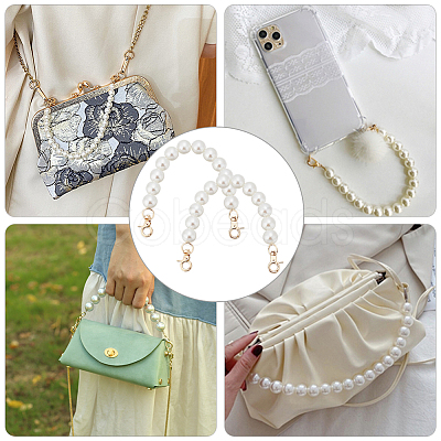Plastic Imitation Pearl Beaded Bag Handles FIND-PH0009-45-1