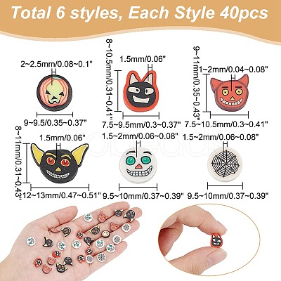 240Pcs 6 Style Halloween Handmade Polymer Clay Cabochons CLAY-AR0001-35-1