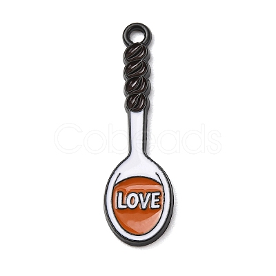 Coffee Alloy Enamel Pendants ENAM-I089-01B-02-1