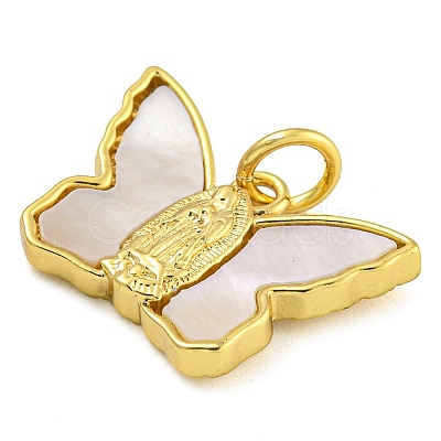 Brass Pendants with Shell and Jump Rings KK-D534-01G-1