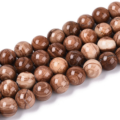 Natural Wood Lace Stone Wooden Jasper Beads Strands G-T143-30A-03-1