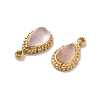 Natural Amethyst Teardrop Charms STAS-B074-04G-04-1