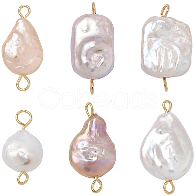 6Pcs Baroque Natural Keshi Pearl Connector Charms HJEW-YW00290-1