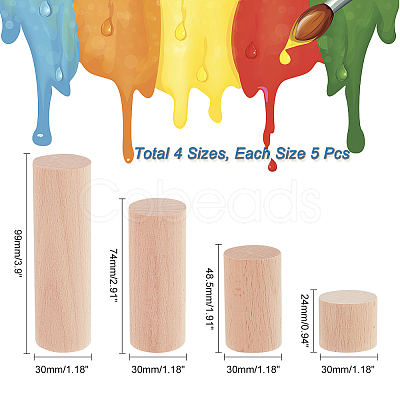 20Pcs 4 Style Round Wooden Sticks WOOD-NB0002-16A-1